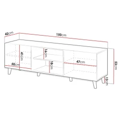 Garnero Arredamenti Mobile Tv Basso|Mobili Tv Moderni-Mobile porta TV 150x52h cm 2 ante cannettato Essence Antracite