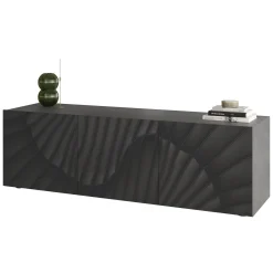 Garnero Arredamenti Mobile Tv Basso|Mobili Tv Moderni-Mobile porta TV 181x69h cm 3 ante antracite frontali serigrafati Seira