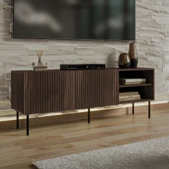 Garnero Arredamenti Mobile Tv Basso|Mobili Tv Moderni-Mobile porta TV 150x58h cm 2 ante 2 vani noce cannettato Gabiot