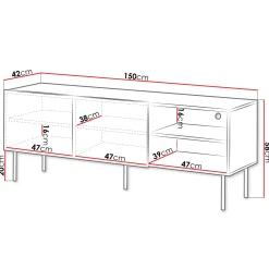 Garnero Arredamenti Mobile Tv Basso|Mobili Tv Moderni-Mobile porta TV 150x58h cm 2 ante 2 vani noce cannettato Gabiot