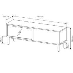 Garnero Arredamenti Mobile Tv Basso-Mobile porta TV 150x55h cm 2 ante con led nero opaco rovere Amel