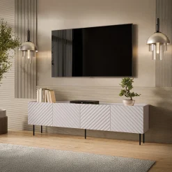 Garnero Arredamenti Mobile Tv Basso-Mobile porta TV 200x59h cm 4 ante con frontali decorati Daniele Beige