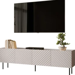 Garnero Arredamenti Mobile Tv Basso-Mobile porta TV 200x59h cm 4 ante con frontali decorati Daniele Beige