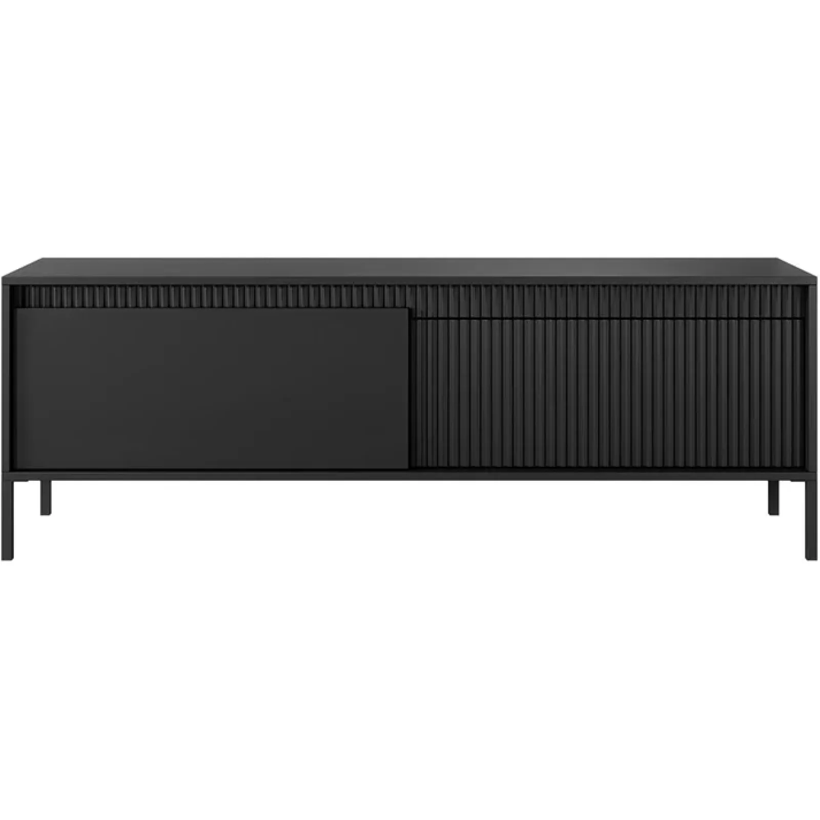 Garnero Arredamenti Mobile Tv Basso-Mobile porta TV 154x54h cm 2 ante cannettato Ciar Nero Opaco