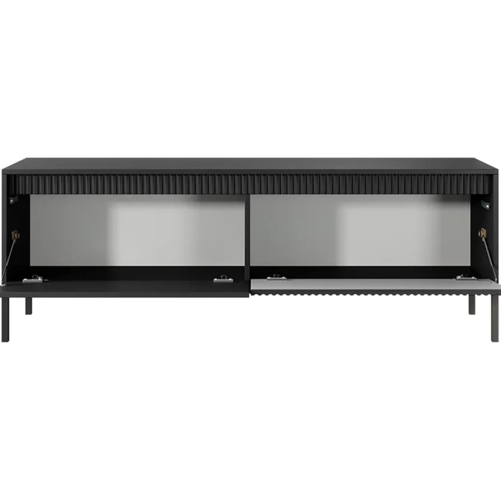 Garnero Arredamenti Mobile Tv Basso-Mobile porta TV 154x54h cm 2 ante cannettato Ciar Nero Opaco