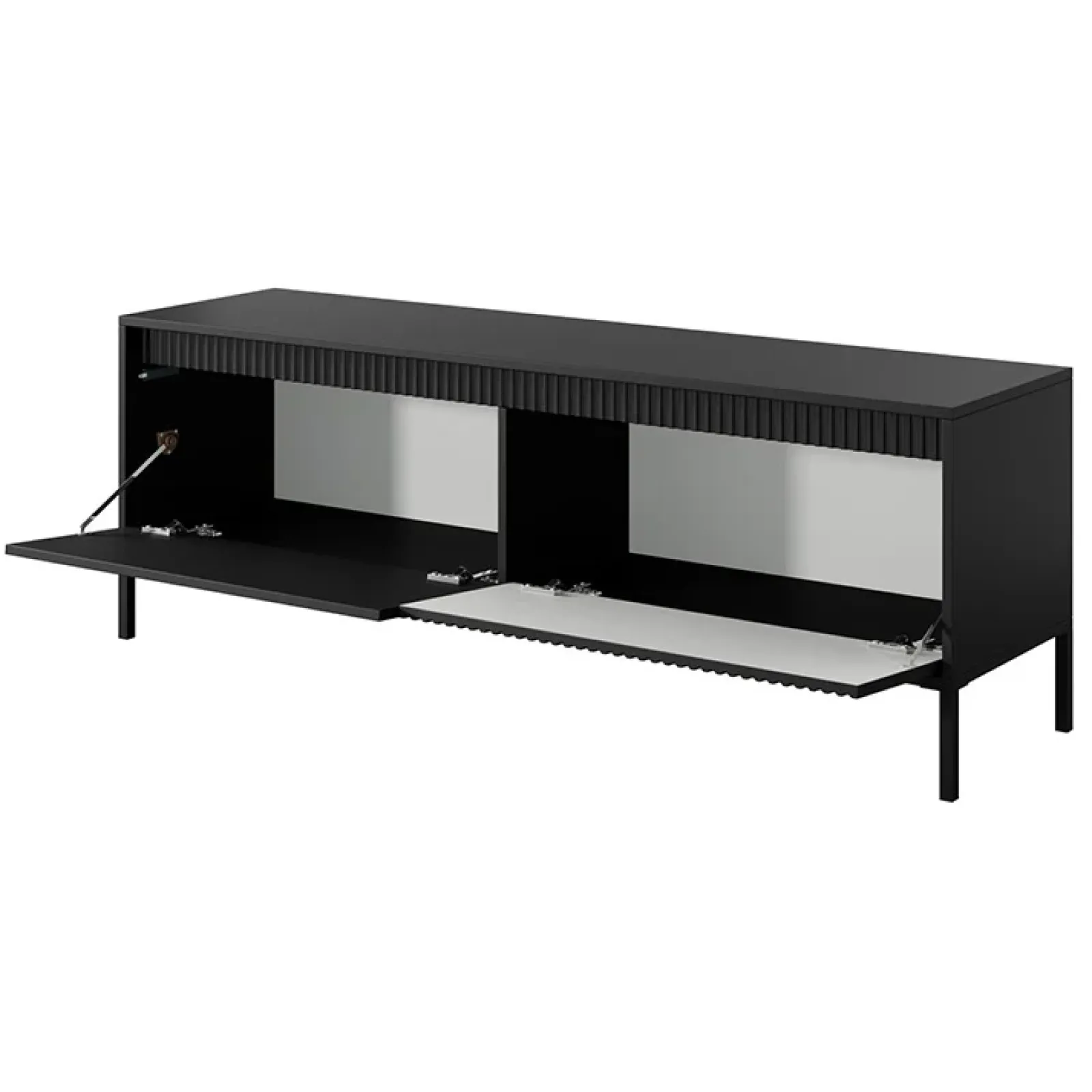Garnero Arredamenti Mobile Tv Basso-Mobile porta TV 154x54h cm 2 ante cannettato Ciar Nero Opaco