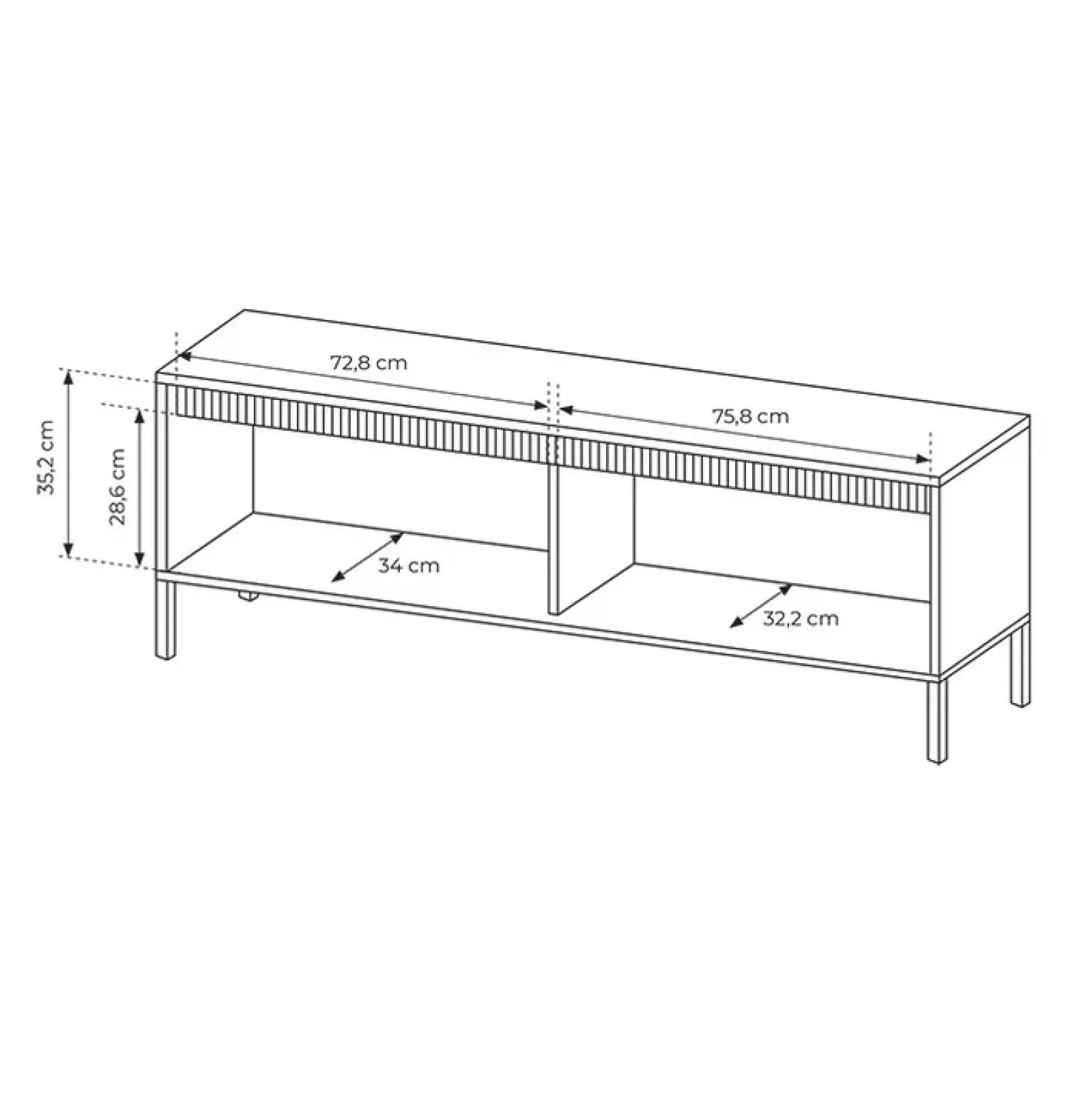 Garnero Arredamenti Mobile Tv Basso-Mobile porta TV 154x54h cm 2 ante cannettato Ciar Nero Opaco