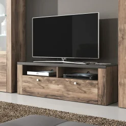 Garnero Arredamenti Mobile Tv Basso|Mobili Tv Moderni-Mobile porta TV 140x49h cm 1 anta noce rovere grigio Paloma 2 Noce - Grigio