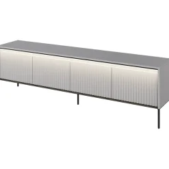 Garnero Arredamenti Mobili Tv Moderni|Mobile Tv Moderno-Mobile porta TV 193x56h cm 4 ante led cannettato nero Camelia Grigio