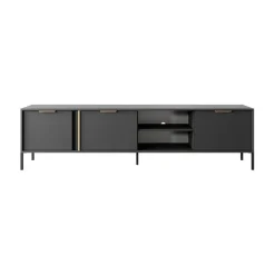 Garnero Arredamenti Mobile Tv Basso-Mobile porta TV 203x53h cm 3 ante 2 vani moderno antracite Nebula