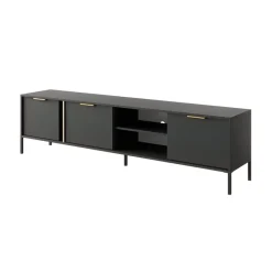 Garnero Arredamenti Mobile Tv Basso-Mobile porta TV 203x53h cm 3 ante 2 vani moderno antracite Nebula