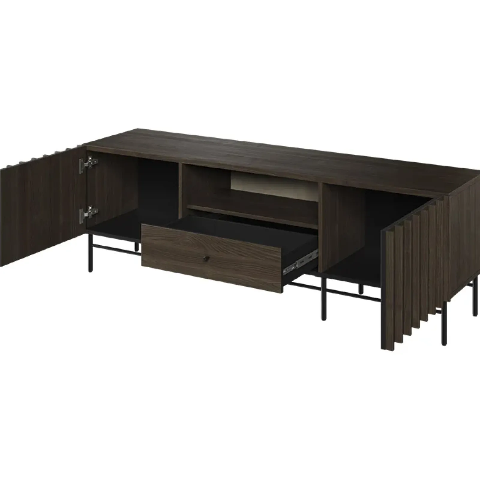 Garnero Arredamenti Mobili Tv Moderni|Mobile Tv Moderno-Mobile porta TV 165x55h cm 2 ante cassetto wengè Blackwood