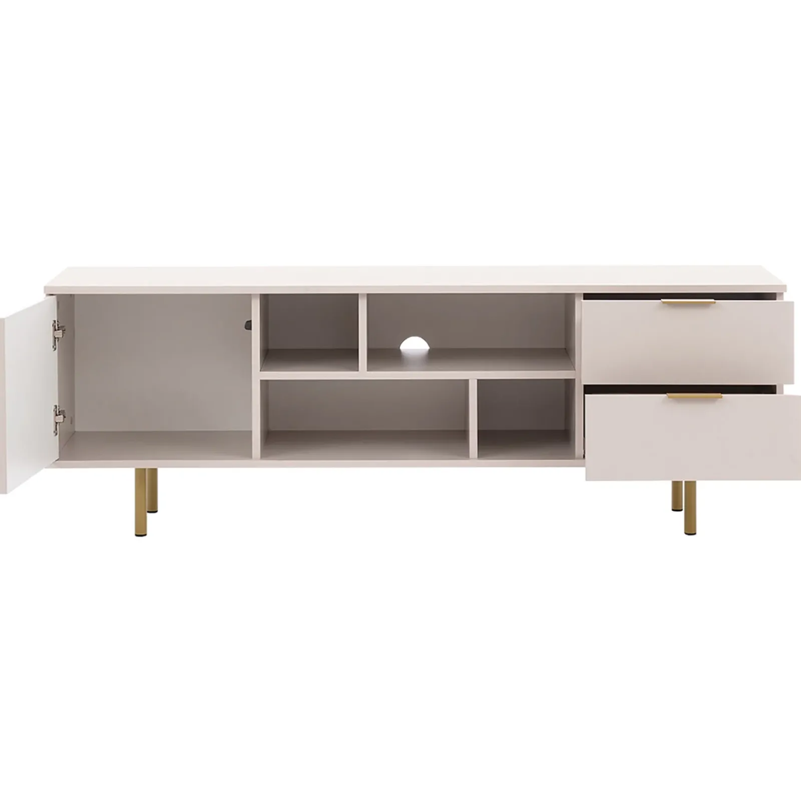 Garnero Arredamenti Mobili Tv Moderni|Mobile Tv Moderno-Mobile porta tv 150x52h cm 1 anta 2 cassetti cannettato moderno beige Vanessa