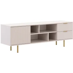 Garnero Arredamenti Mobili Tv Moderni|Mobile Tv Moderno-Mobile porta tv 150x52h cm 1 anta 2 cassetti cannettato moderno beige Vanessa