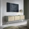 Garnero Arredamenti Mobile Tv Basso-Mobile porta TV 158x52h cm 3 ante verde salvia rovere Myrta