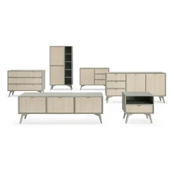 Garnero Arredamenti Mobile Tv Basso-Mobile porta TV 158x52h cm 3 ante verde salvia rovere Myrta