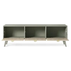 Garnero Arredamenti Mobile Tv Basso-Mobile porta TV 158x52h cm 3 ante verde salvia rovere Myrta