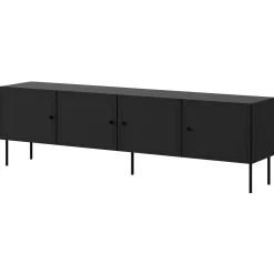 Garnero Arredamenti Mobile Tv Basso|Mobili Tv Moderni-Mobile porta TV 201x60h cm 4 ante Stark Nero Opaco