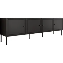 Garnero Arredamenti Mobile Tv Basso|Mobili Tv Moderni-Mobile porta TV 201x60h cm 4 ante Stark Nero Opaco