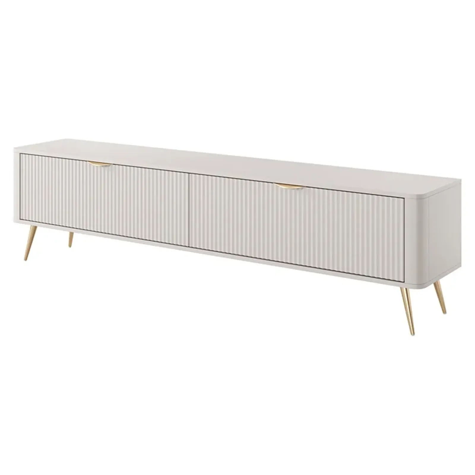 Garnero Arredamenti Mobile Tv Basso-Mobile porta TV 200x51h cm 2 ante cannettato Ramis Beige
