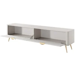 Garnero Arredamenti Mobile Tv Basso-Mobile porta TV 200x51h cm 2 ante cannettato Ramis Beige