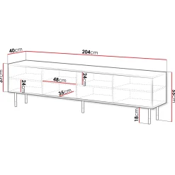 Garnero Arredamenti Mobili Tv Moderni|Mobile Tv Moderno-Mobile porta tv 204x55h cm 4 ante moderno nero oro Golden