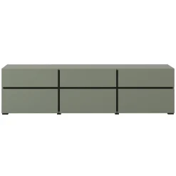 Garnero Arredamenti Mobile Tv Basso|Mobili Tv Moderni-Mobile porta TV 180x48h cm 3 ante a ribalta 3 cassetti verde nero Lolla Verde Salvia
