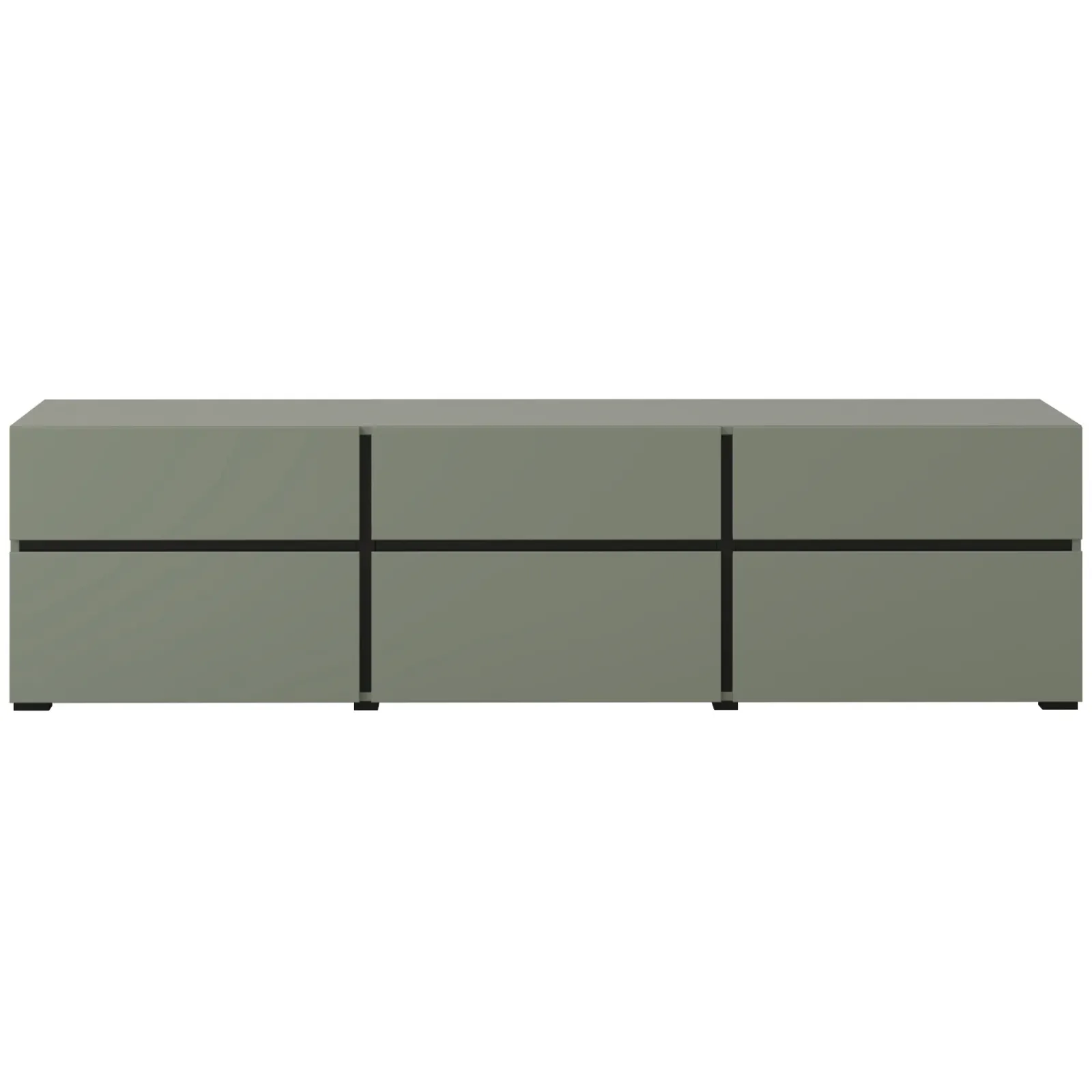 Garnero Arredamenti Mobile Tv Basso|Mobili Tv Moderni-Mobile porta TV 180x48h cm 3 ante a ribalta 3 cassetti verde nero Lolla Verde Salvia