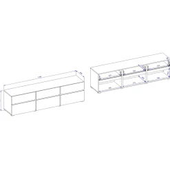Garnero Arredamenti Mobile Tv Basso|Mobili Tv Moderni-Mobile porta TV 180x48h cm 3 ante a ribalta 3 cassetti verde nero Lolla Verde Salvia