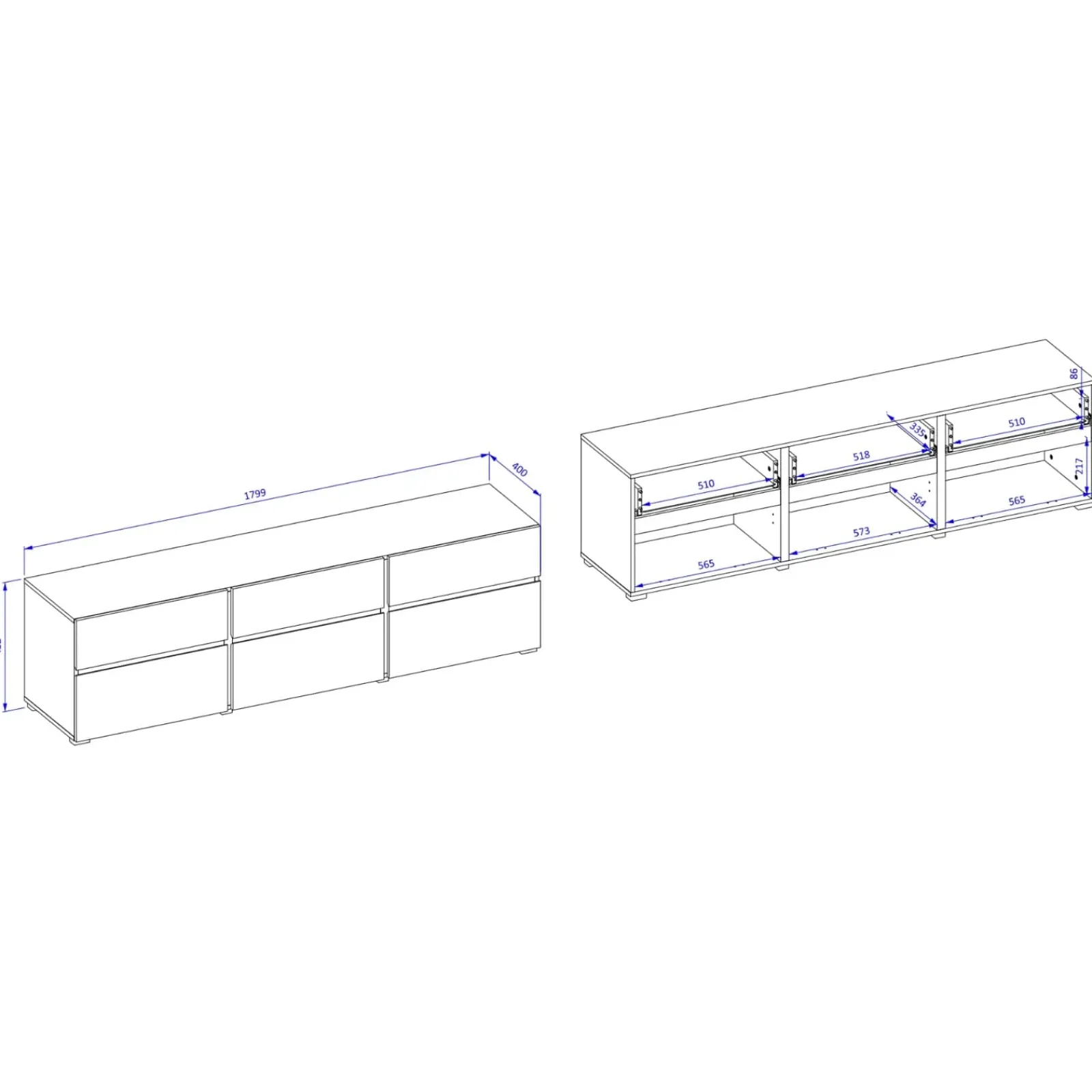 Garnero Arredamenti Mobile Tv Basso|Mobili Tv Moderni-Mobile porta TV 180x48h cm 3 ante a ribalta 3 cassetti verde nero Lolla Verde Salvia