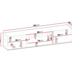 Garnero Arredamenti Mobili Tv Moderni|Mobile Tv Moderno-Mobile porta tv 183x38h cm 2 ante con biocamino nero lucido Armando