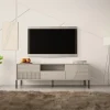Garnero Arredamenti Mobili Tv Moderni|Mobile Tv Moderno-Mobile porta tv 155x54h cm 2 ante 1 cassetto cannettato beige Diana