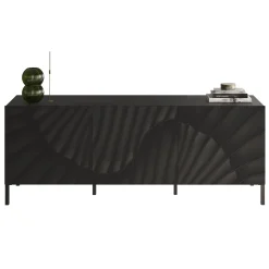 Garnero Arredamenti Mobile Tv Basso|Mobili Tv Moderni-Mobile porta TV 181x69h cm 3 ante serigrafate moderno antracite Grafea