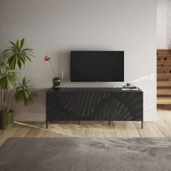 Garnero Arredamenti Mobile Tv Basso|Mobili Tv Moderni-Mobile porta TV 181x69h cm 3 ante serigrafate moderno antracite Grafea