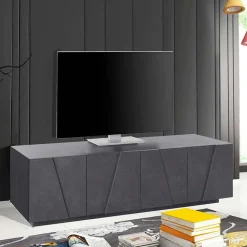 Garnero Arredamenti Mobile Tv Basso|Mobili Tv Moderni-Mobile porta TV 163x46h cm 4 ante Zenzero Gihome® Ossido