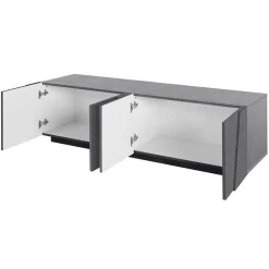 Garnero Arredamenti Mobile Tv Basso|Mobili Tv Moderni-Mobile porta TV 163x46h cm 4 ante Zenzero Gihome® Ossido