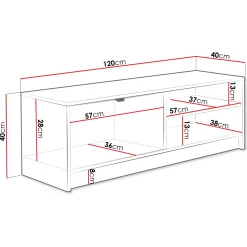 Garnero Arredamenti Mobili Tv Moderni|Mobile Tv Moderno-Mobile porta tv 120x40h cm 1 anta 2 vani a giorno cannettato nero Athena Nero Opaco