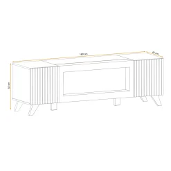 Garnero Arredamenti Camino Bioetanolo|Mobile Tv Basso-Mobile porta TV 160x52h cm 2 ante con biocamino noce con stampa nera Mendes