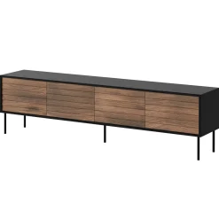 Garnero Arredamenti Mobile Tv Basso|Mobili Tv Moderni-Mobile porta TV 200x60h cm 4 ante noce nero Wild Noce - Nero opaco