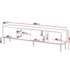 Garnero Arredamenti Mobile Tv Basso|Mobili Tv Moderni-Mobile porta TV 200x60h cm 4 ante noce nero Wild Noce - Nero opaco