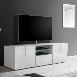 Garnero Arredamenti Mobile Tv Basso|Mobili Tv Moderni-Mobile porta TV 181x57h cm 2 ante Obsession Bianco Lucido
