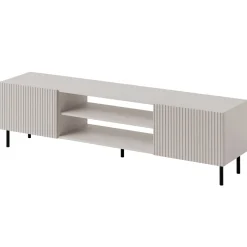 Garnero Arredamenti Mobile Tv Basso|Mobili Tv Moderni-Mobile porta TV 181x53h cm 2 ante 2 vani con frontali cannettati beige Ziggy