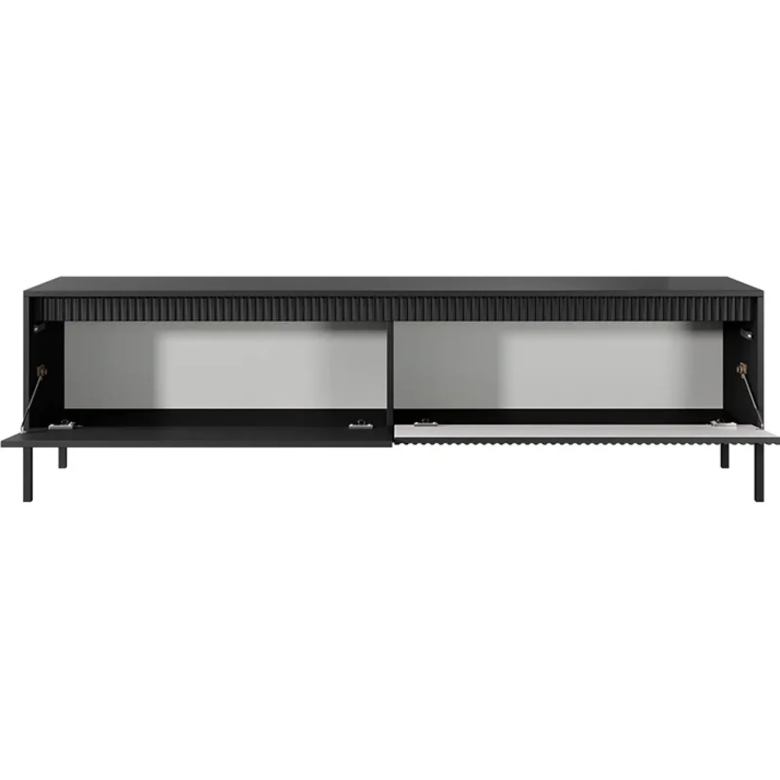 Garnero Arredamenti Mobile Tv Basso-Mobile porta TV 187x54h cm 2 ante cannettato Ciar Nero Opaco