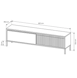 Garnero Arredamenti Mobile Tv Basso-Mobile porta TV 187x54h cm 2 ante cannettato Ciar Nero Opaco