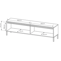 Garnero Arredamenti Mobile Tv Basso-Mobile porta TV 187x54h cm 2 ante cannettato Ciar Nero Opaco