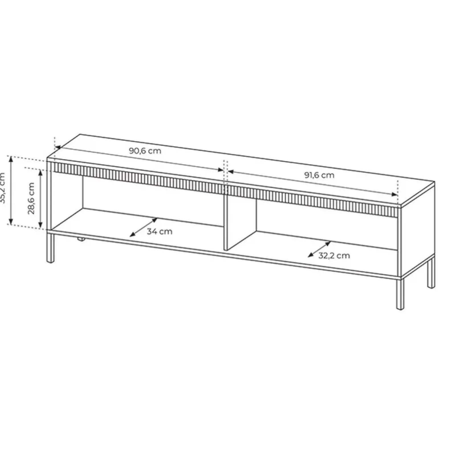 Garnero Arredamenti Mobile Tv Basso-Mobile porta TV 187x54h cm 2 ante cannettato Ciar Nero Opaco