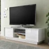 Garnero Arredamenti Mobile Tv Basso|Mobili Tv Moderni-Mobile porta TV 139x44h cm 2 ante soggiorno bianco lucido Spirit