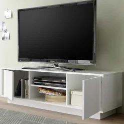 Garnero Arredamenti Mobile Tv Basso|Mobili Tv Moderni-Mobile porta TV 139x44h cm 2 ante soggiorno bianco lucido Spirit