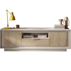 Garnero Arredamenti Mobile Tv Basso|Mobili Tv Moderni-Mobile porta TV 184x58h cm 2 ante 1 cassetto beige rovere chiaro Deluxe Rovere - Beige