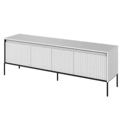 Garnero Arredamenti Mobili Tv Moderni|Mobile Tv Moderno-Mobile porta TV 167x56h cm  2 ante led cannettato nero Camelia Bianco Opaco